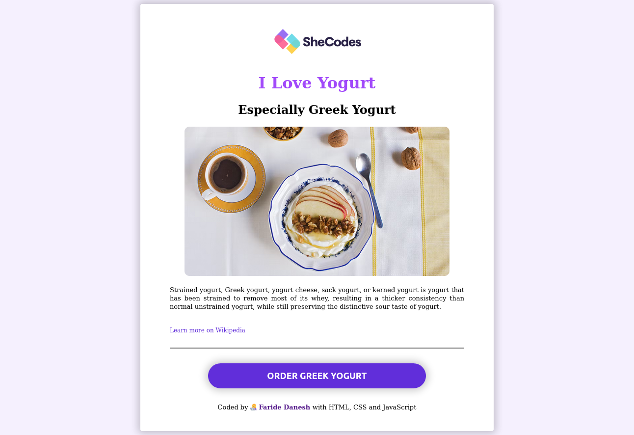 Yogurt app project